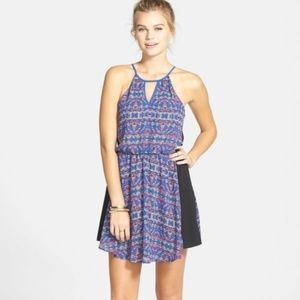 Lush Print Blouson Skater Dress - Size Medium